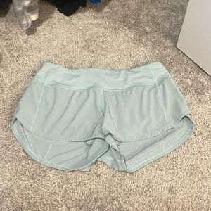 SOLD!!!!!! Lululemon Minty blue/kinda teal speed up 2.5 inch shorts
